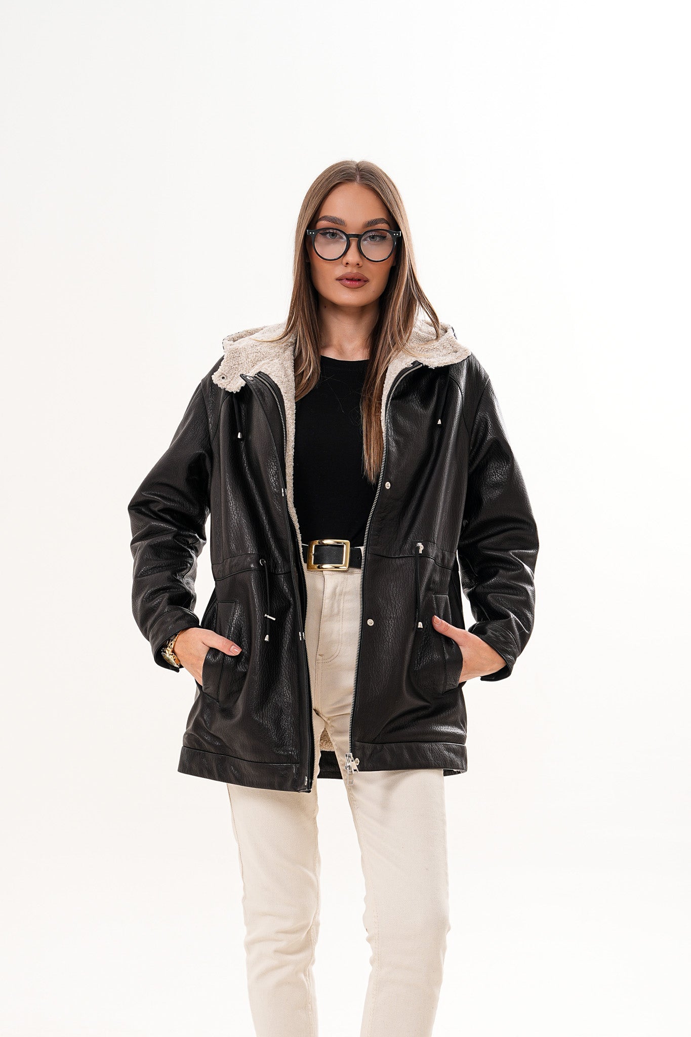 The Capri Black Hooded Leather Jacket