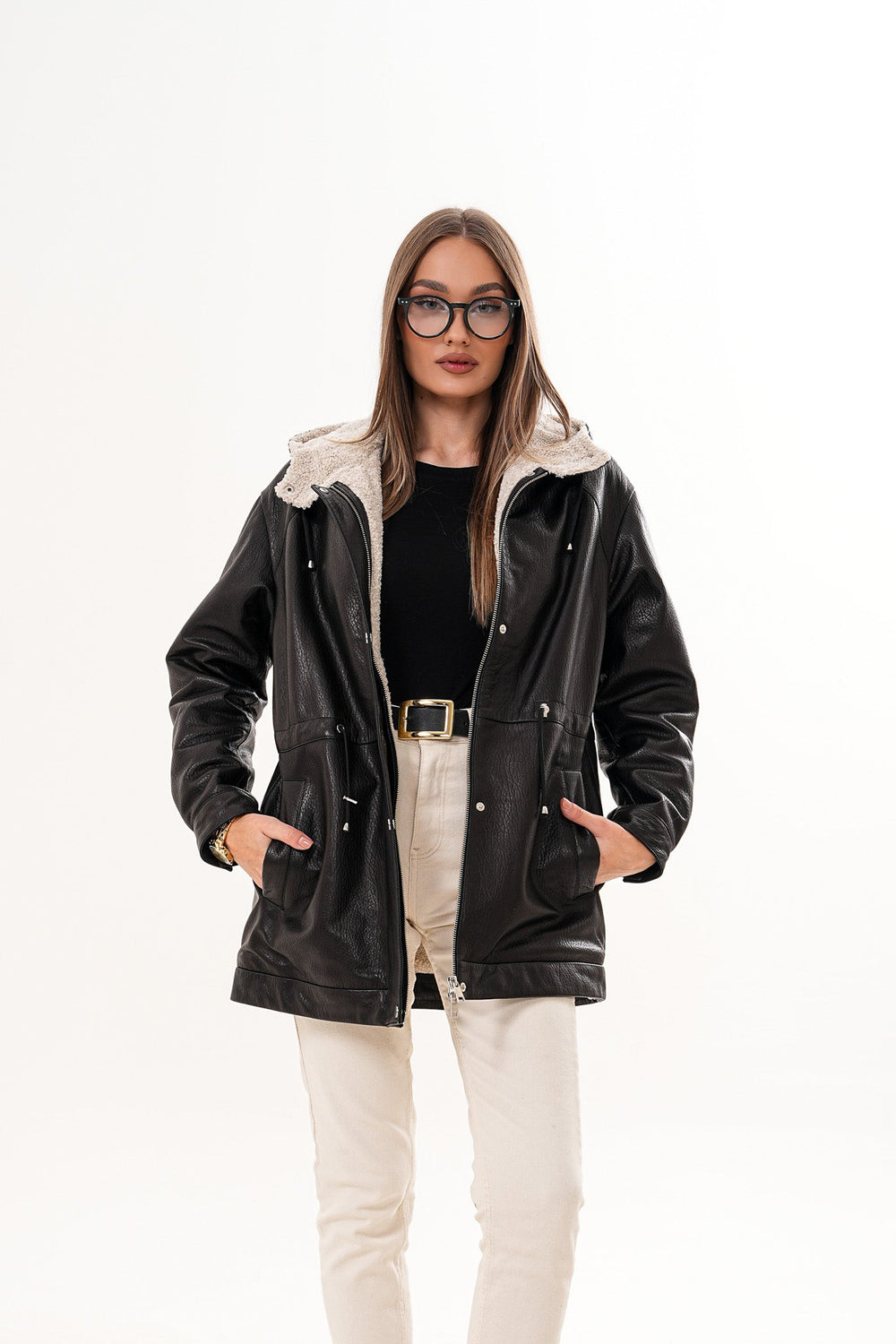 The Capri Black Hooded Leather Jacket