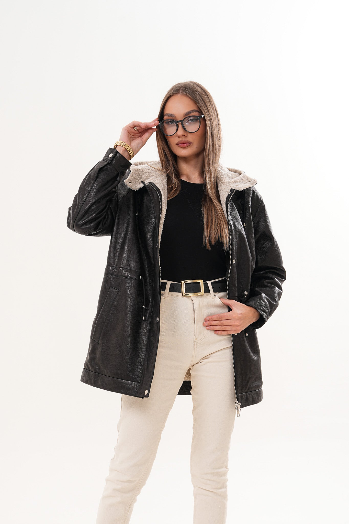 The Capri Black Hooded Leather Jacket