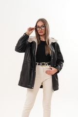 The Capri Black Hooded Leather Jacket