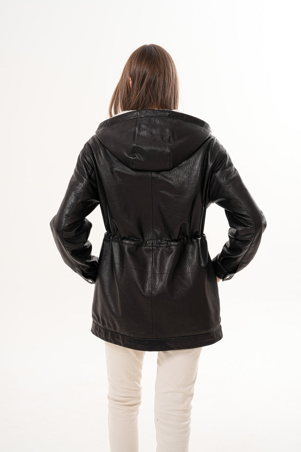 The Capri Black Hooded Leather Jacket