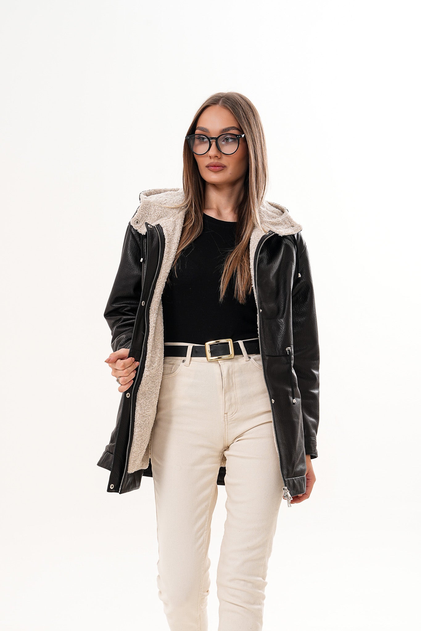 The Capri Black Hooded Leather Jacket