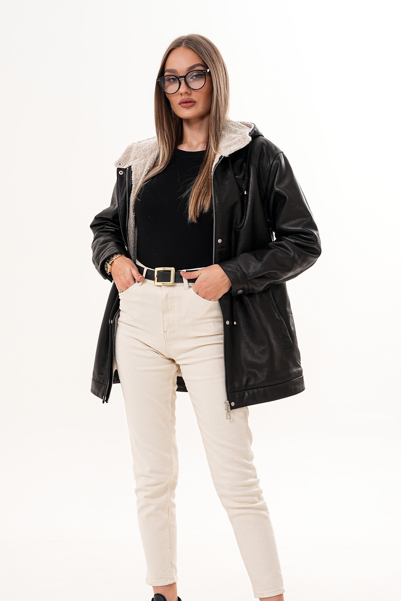 The Capri Black Hooded Leather Jacket