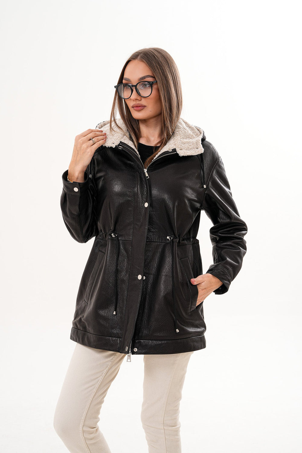 The Capri Black Hooded Leather Jacket