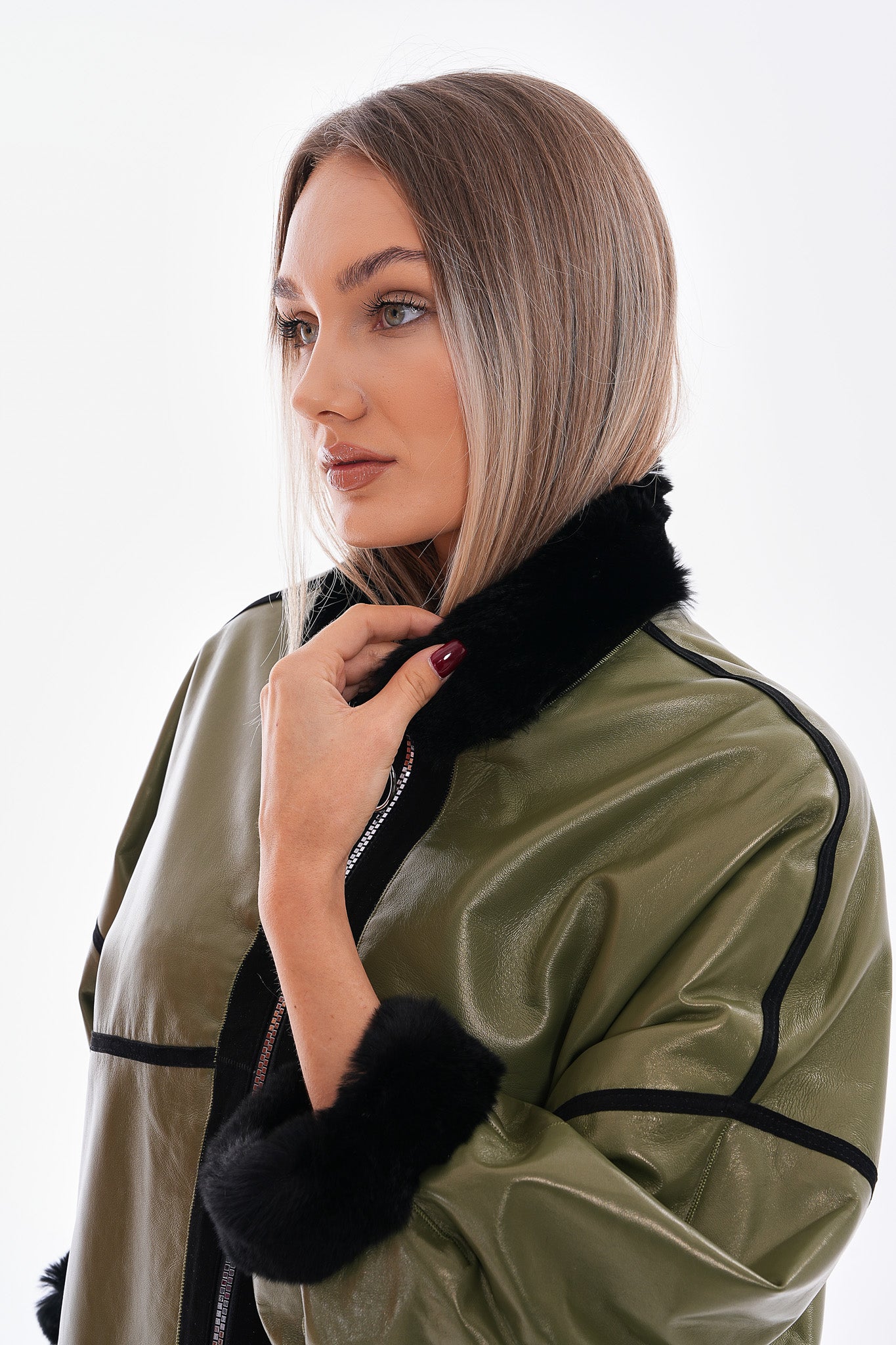 The Rebel Reversible Shearling Olive Green Leather Jacket
