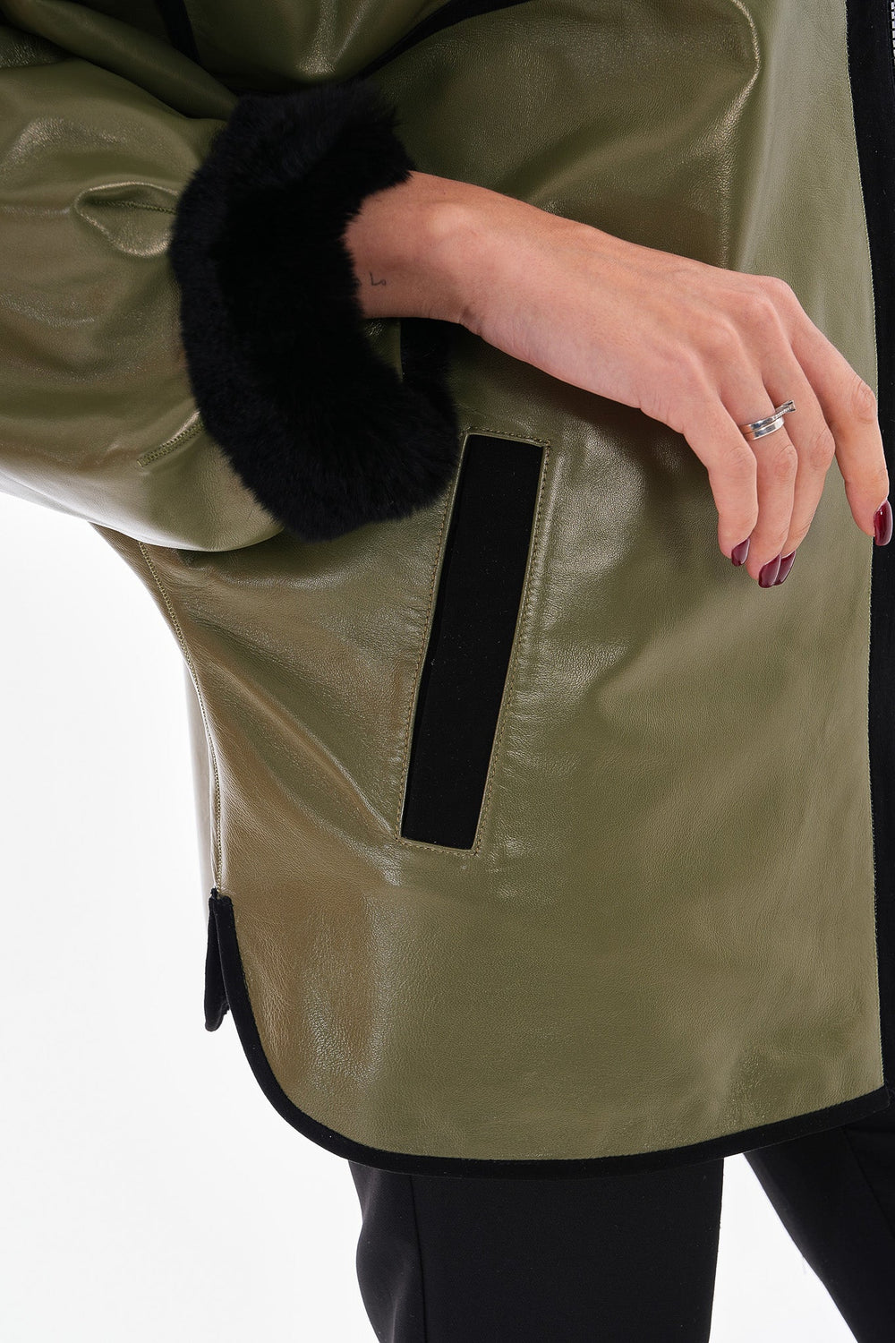 The Rebel Reversible Shearling Olive Green Leather Jacket
