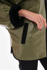 The Rebel Reversible Shearling Olive Green Leather Jacket