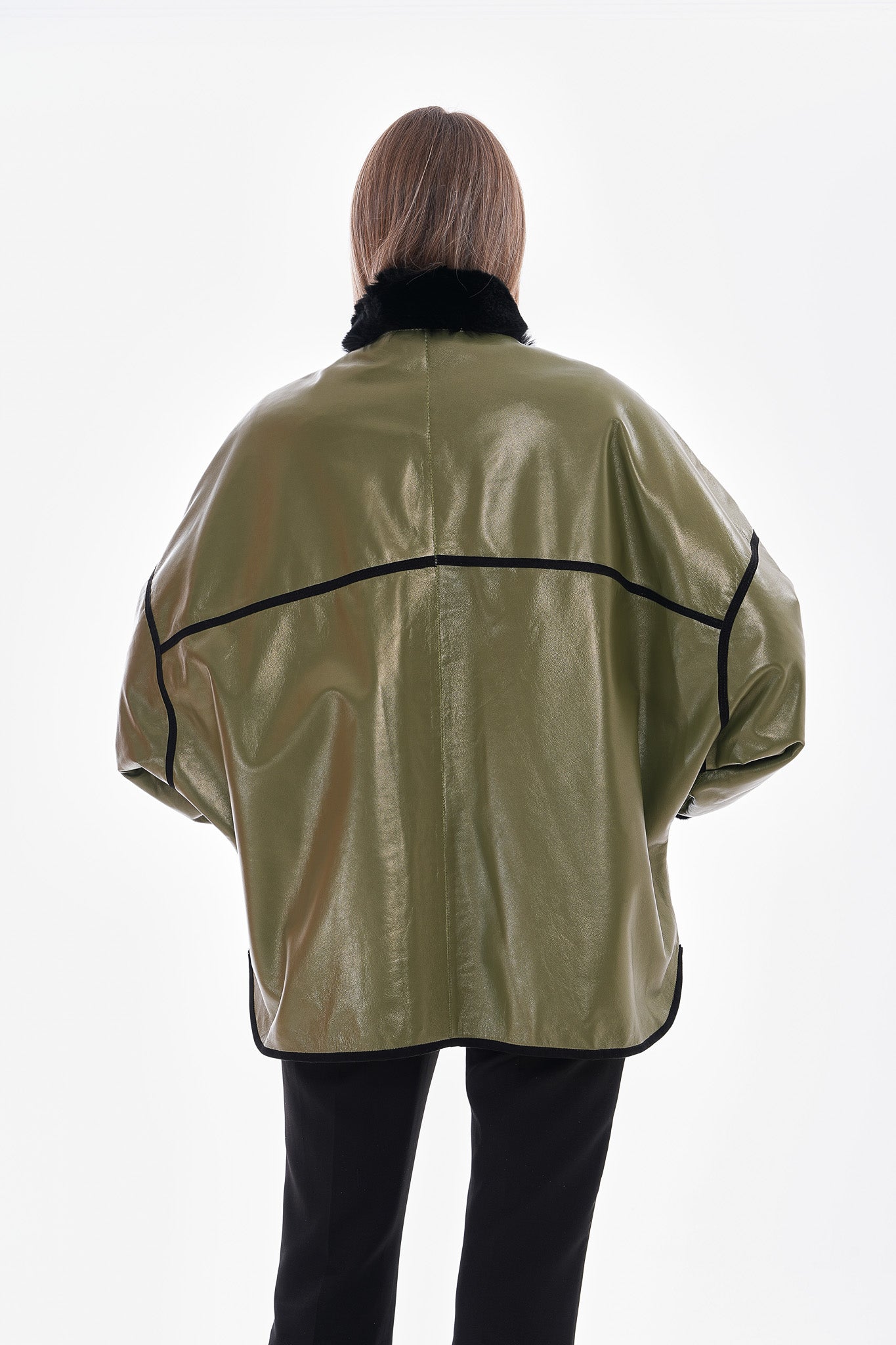 The Rebel Reversible Shearling Olive Green Leather Jacket