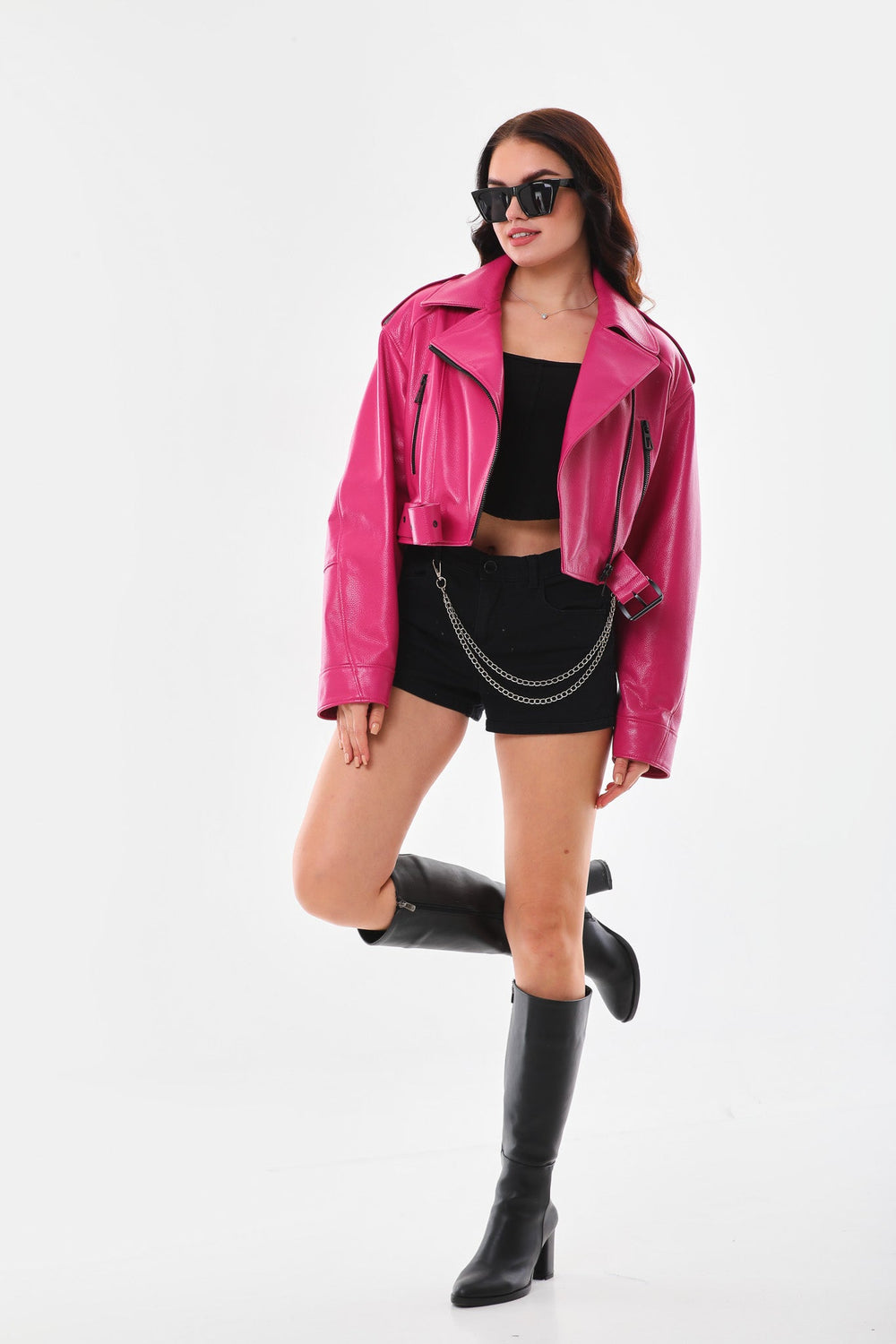 The Blaze Fuchsia Leather Jacket