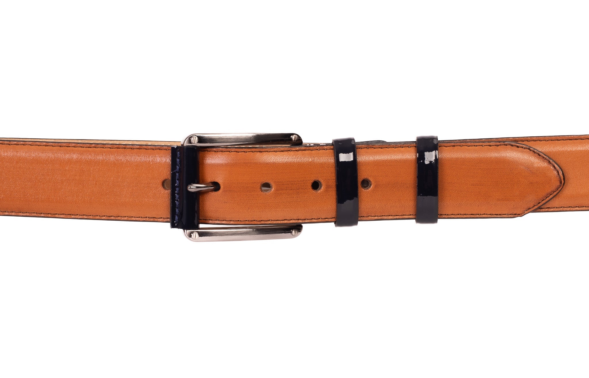 The Maratea Tan Navy Leather Belt