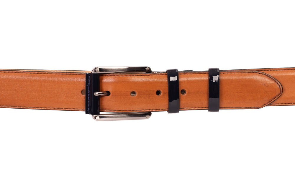 The Maratea Tan Navy Leather Belt