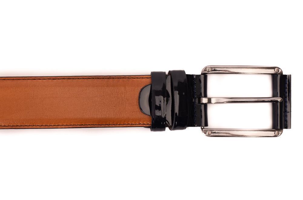 The Maratea Tan Navy Leather Belt