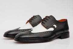 The Neiva Black White Wingtip Semi Brogue Derby Shoe
