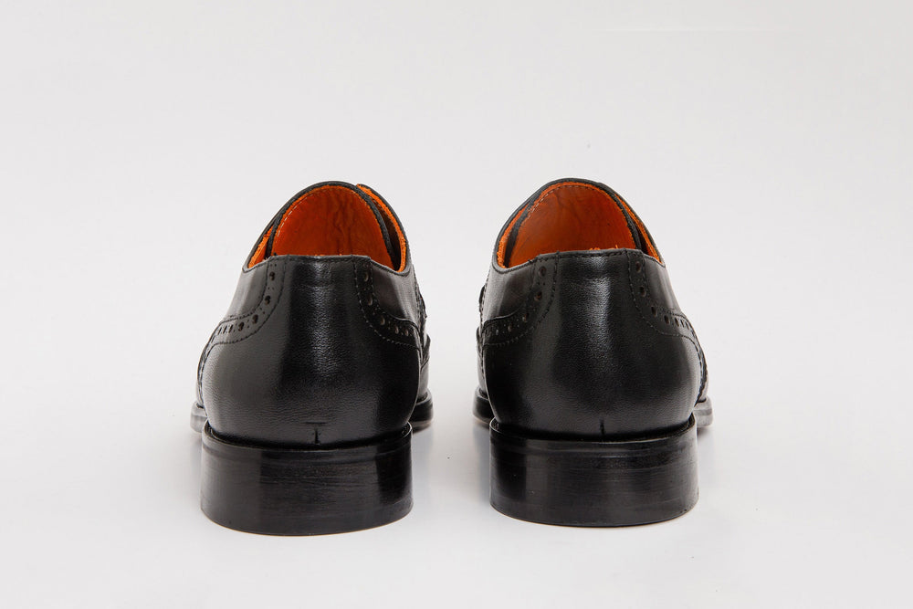 The Neiva Black White Wingtip Semi Brogue Derby Shoe