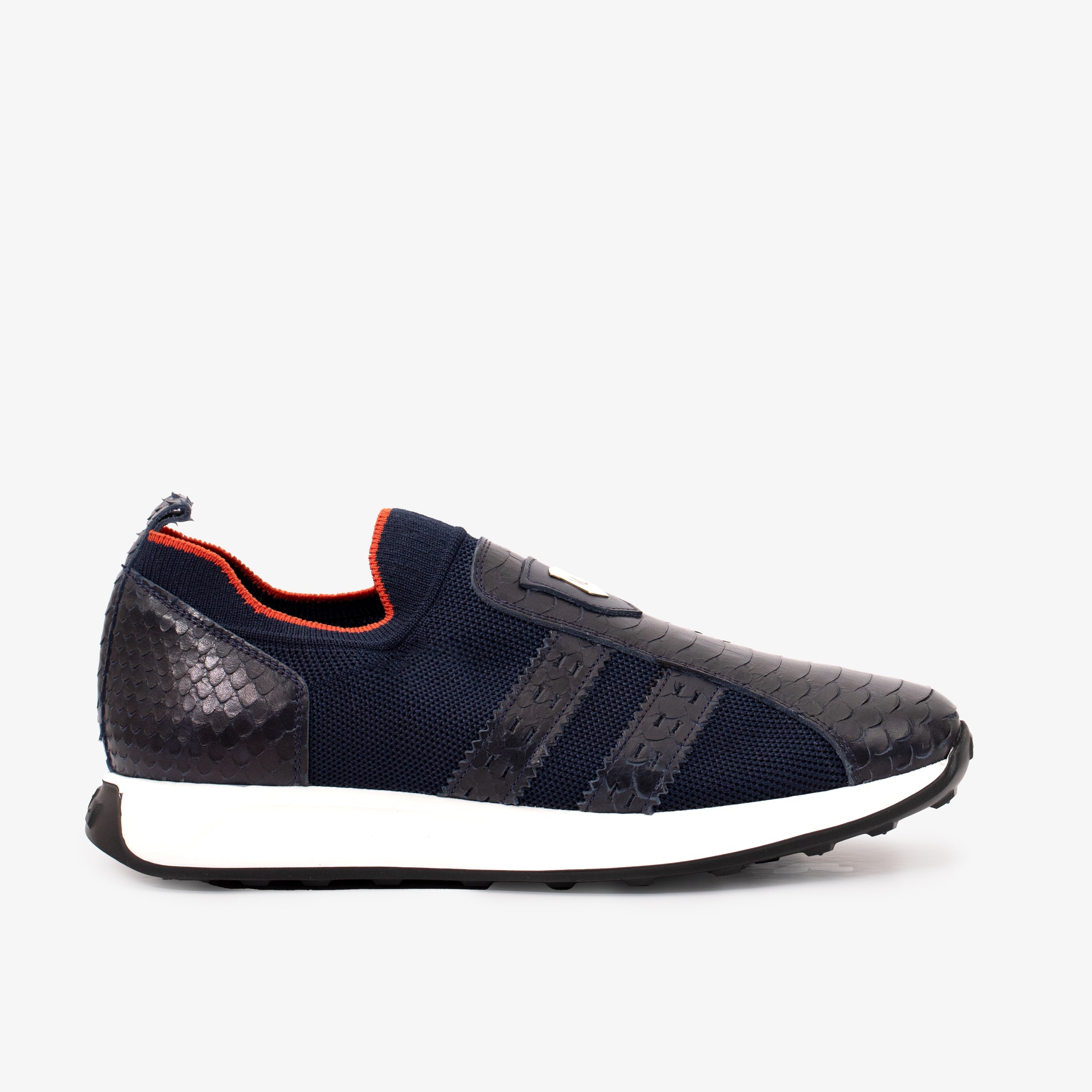 The Aslan Navy Knitted Leather Sneaker