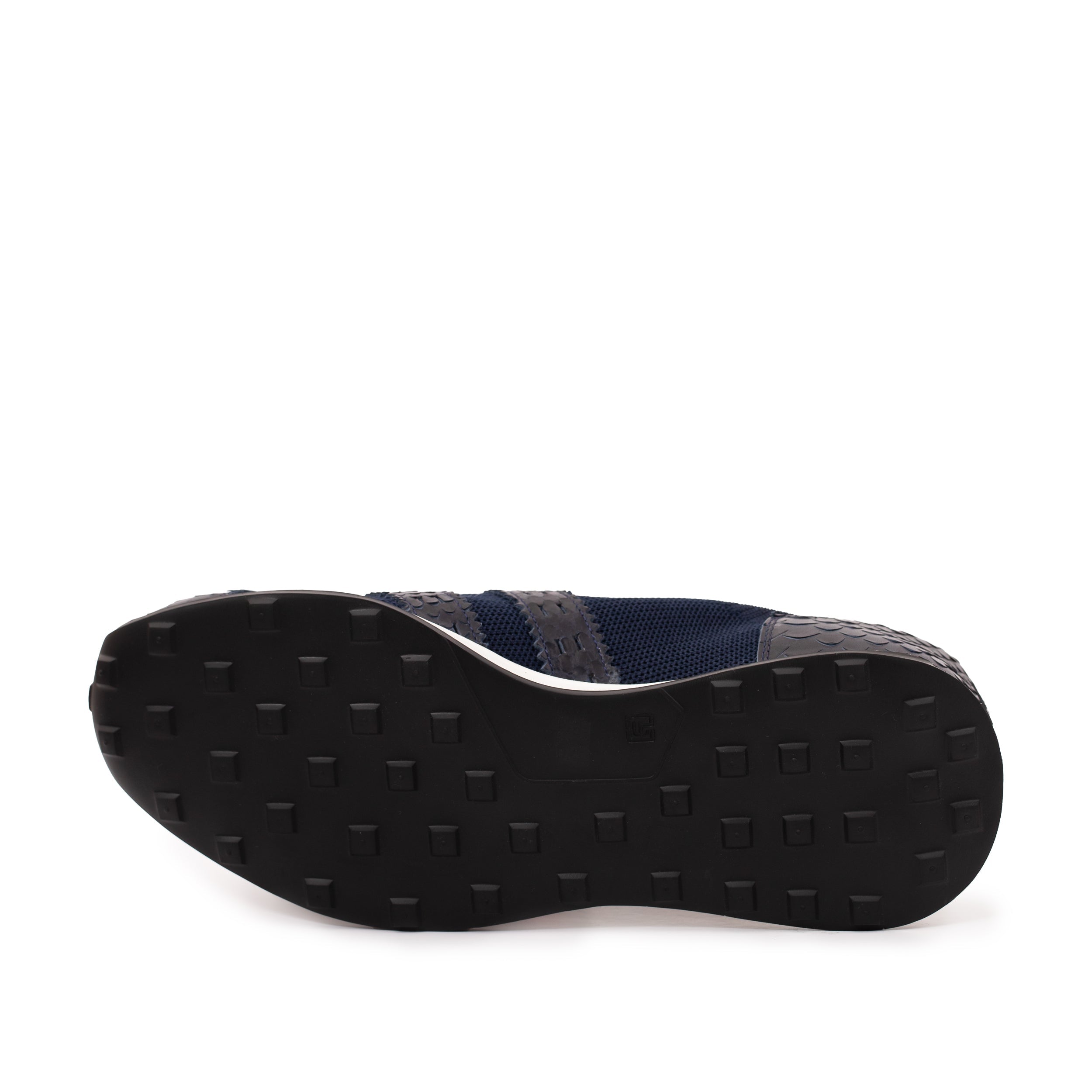 The Aslan Navy Knitted Leather Sneaker