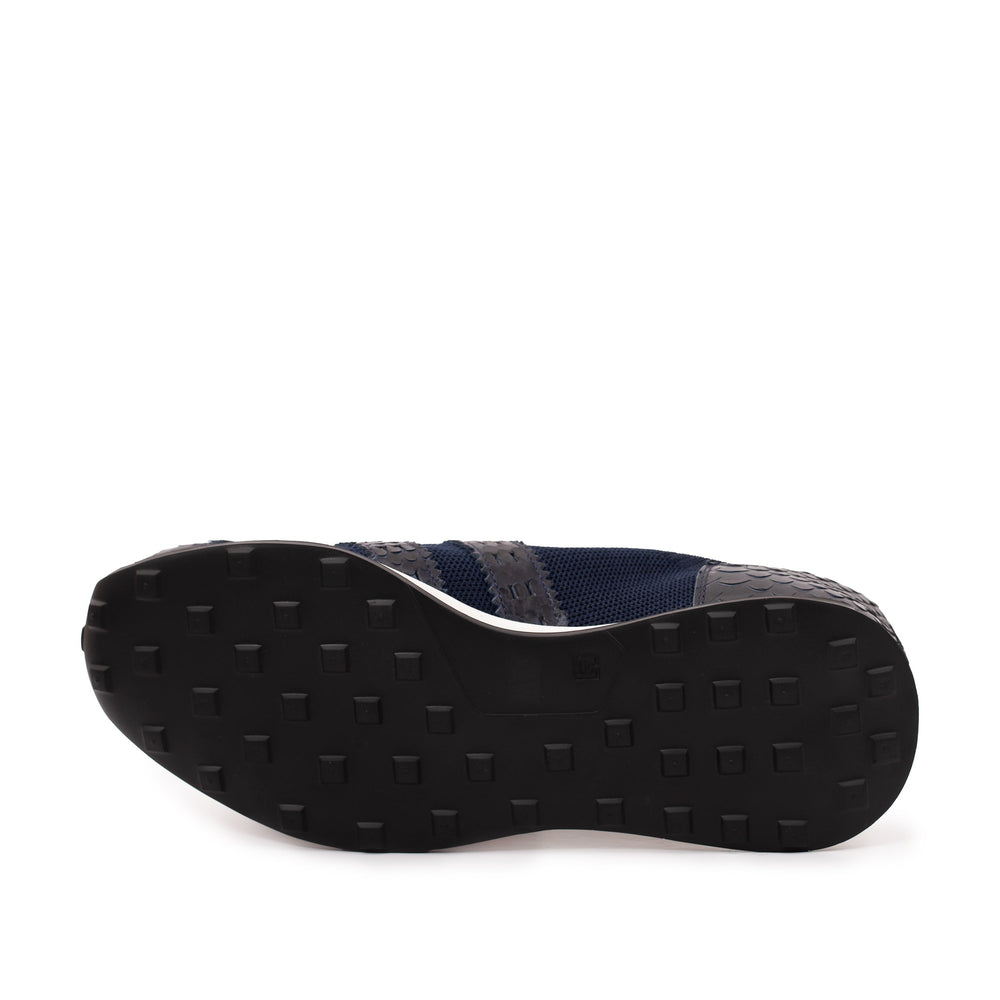 The Aslan Navy Knitted Leather Sneaker