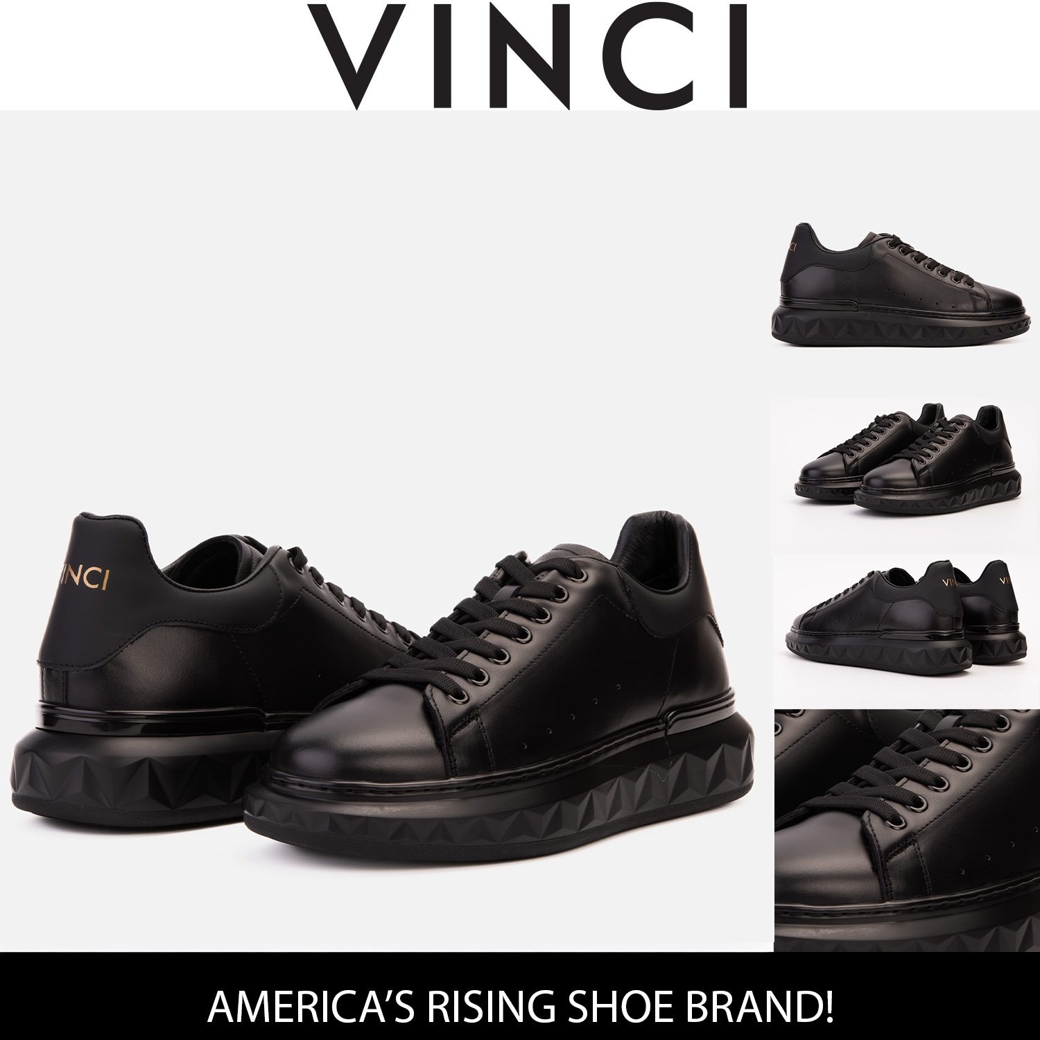 The Linq Black Leather Sneaker