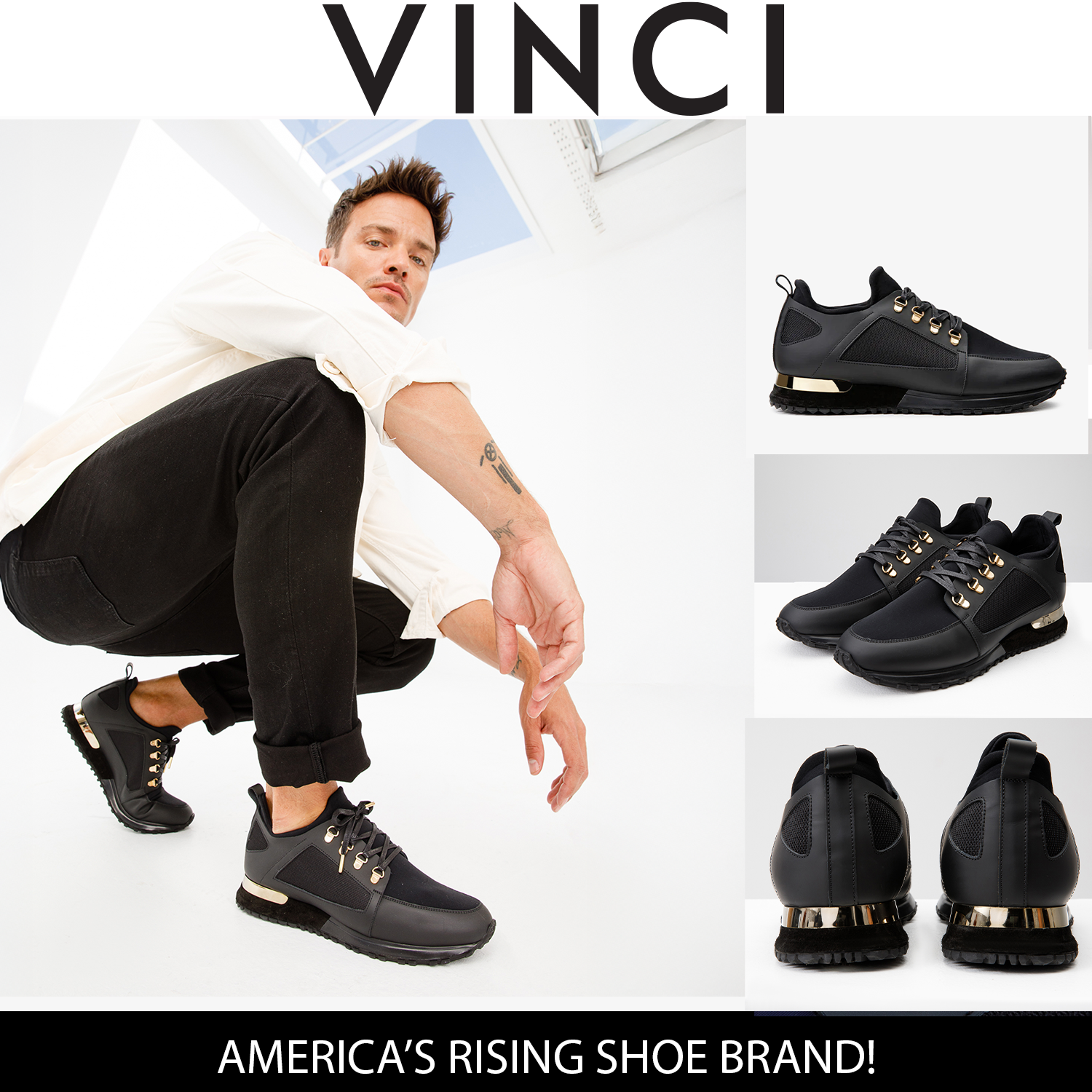 The Emir Black Leather Sneaker