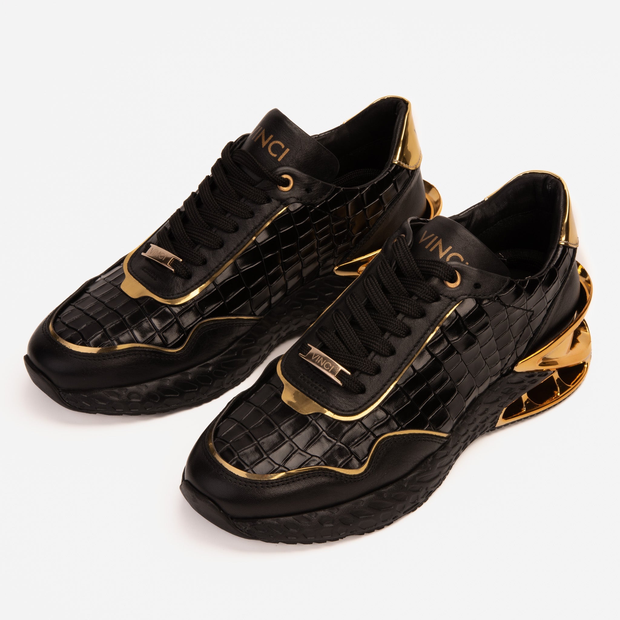The Bellagio Black Gold Leather Sneaker