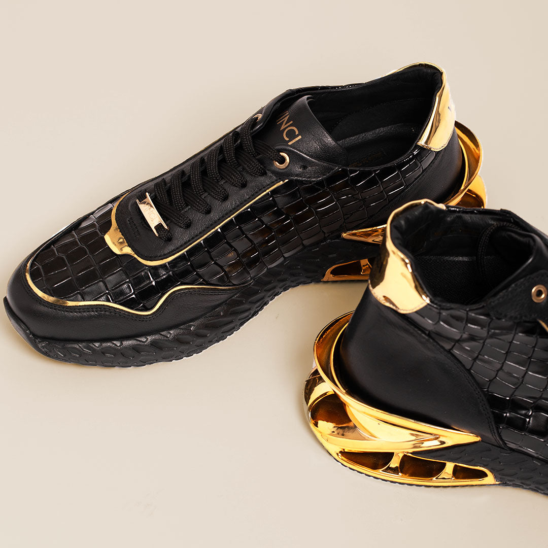 The Bellagio Black Gold Leather Sneaker