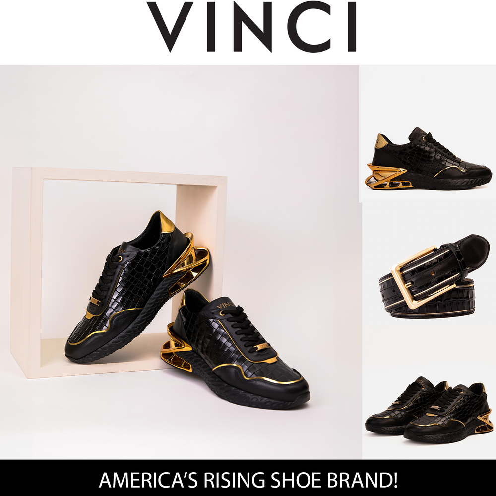The Bellagio Black Gold Leather Sneaker