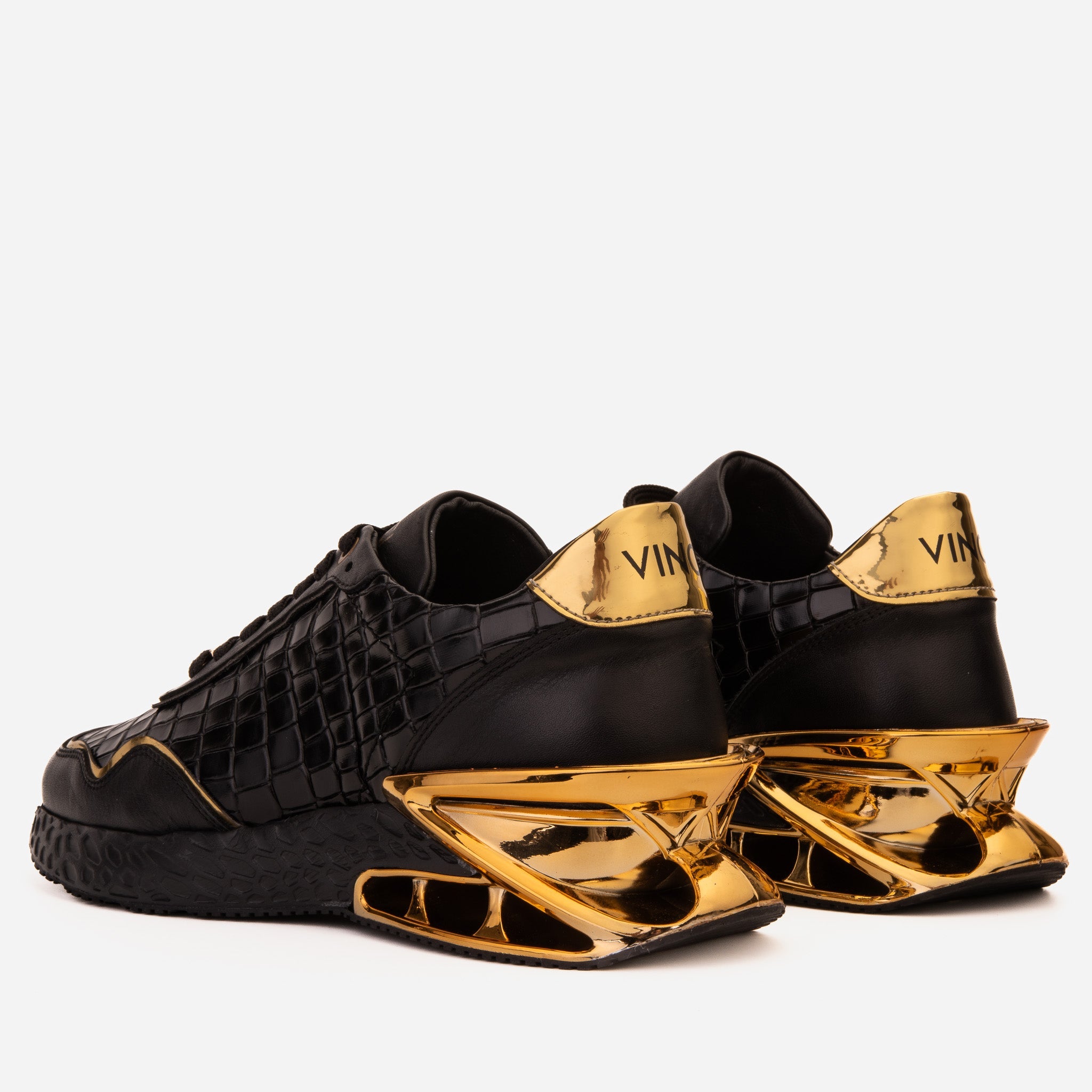 The Bellagio Black Gold Leather Sneaker