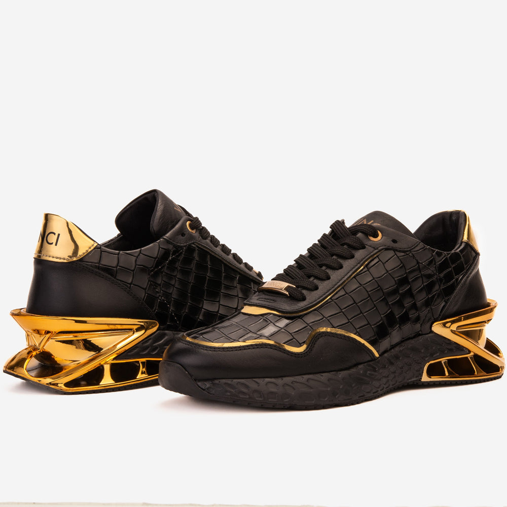 The Bellagio Black Gold Leather Sneaker