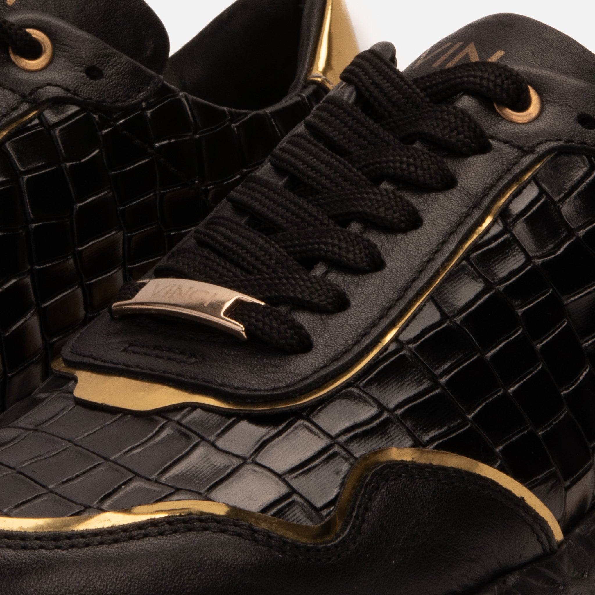 The Bellagio Black Gold Leather Sneaker