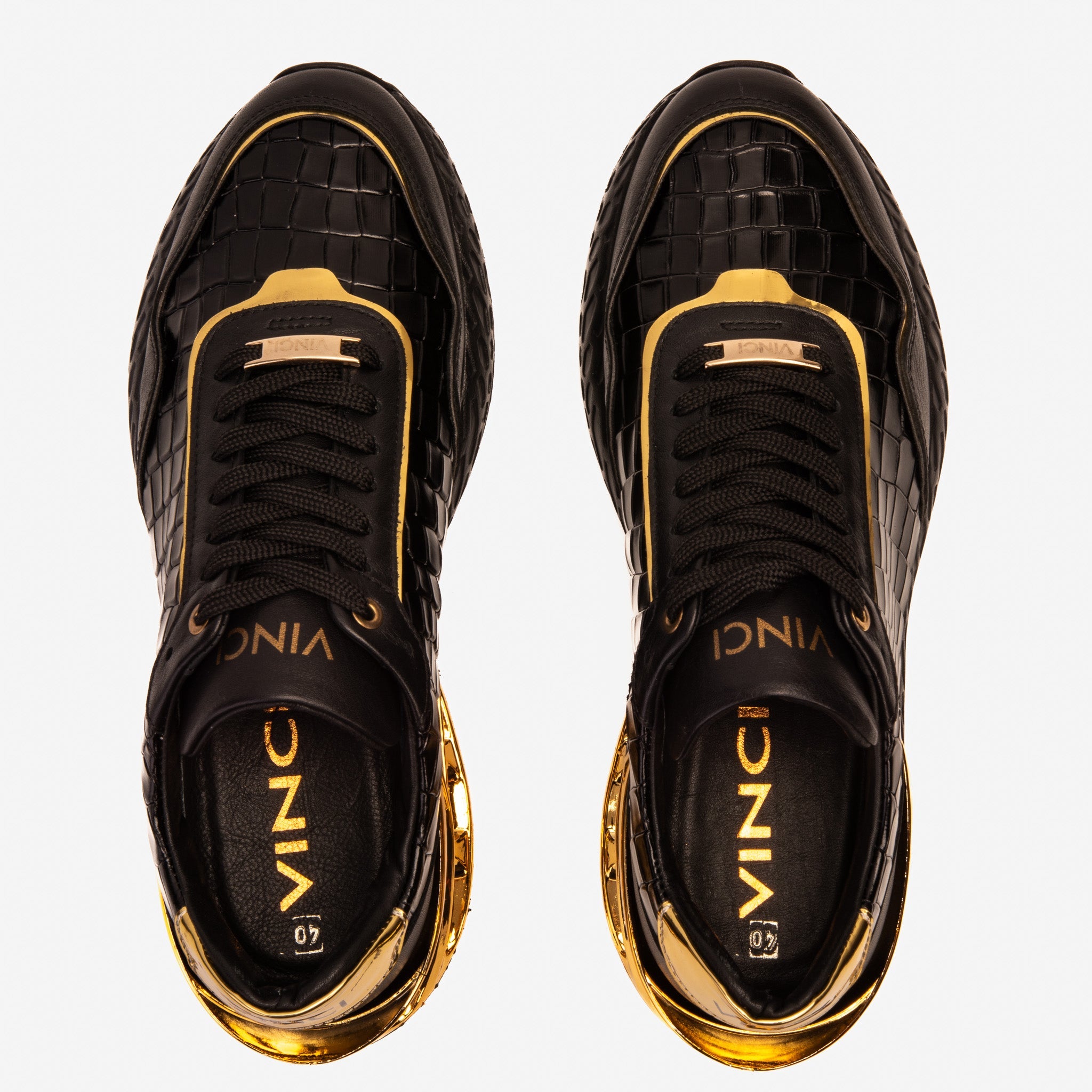 The Bellagio Black Gold Leather Sneaker