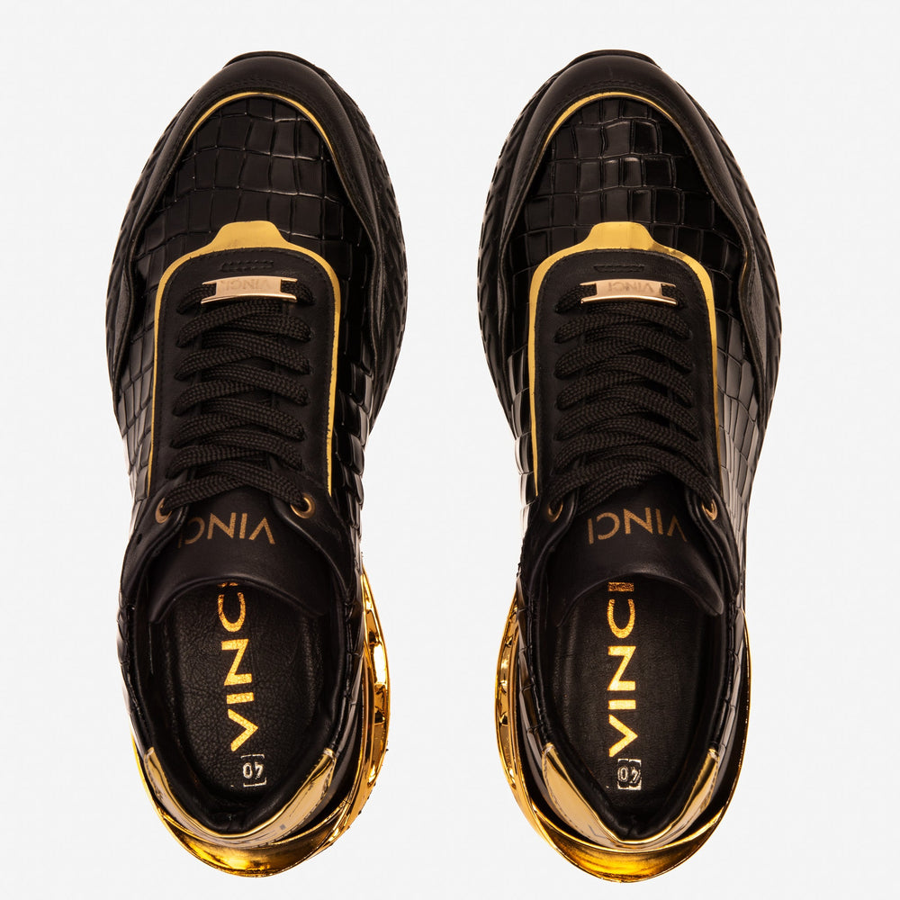 The Bellagio Black Gold Leather Sneaker