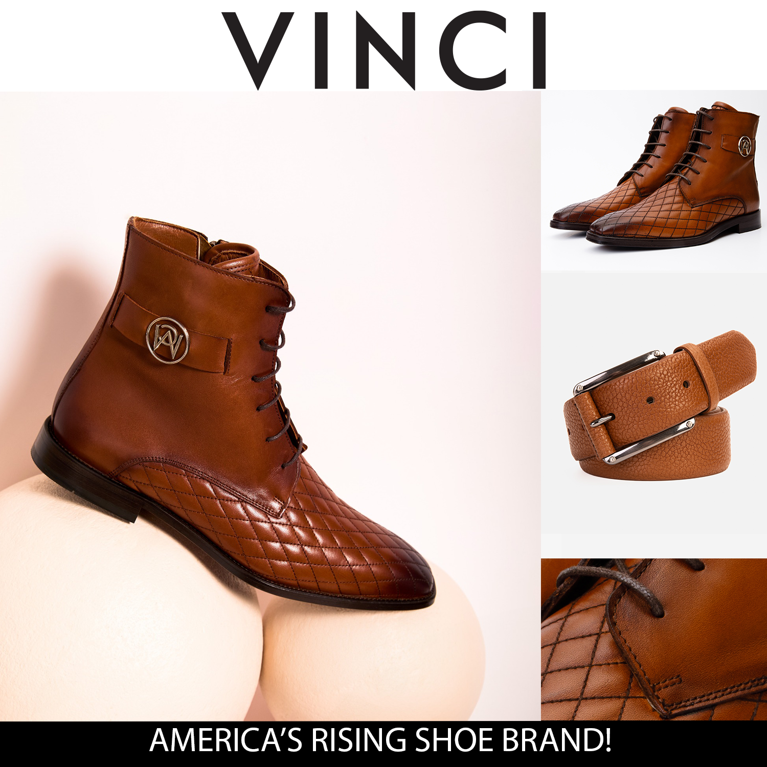 The Zeus Brown Leather Lace-Up Boot with a Zipper