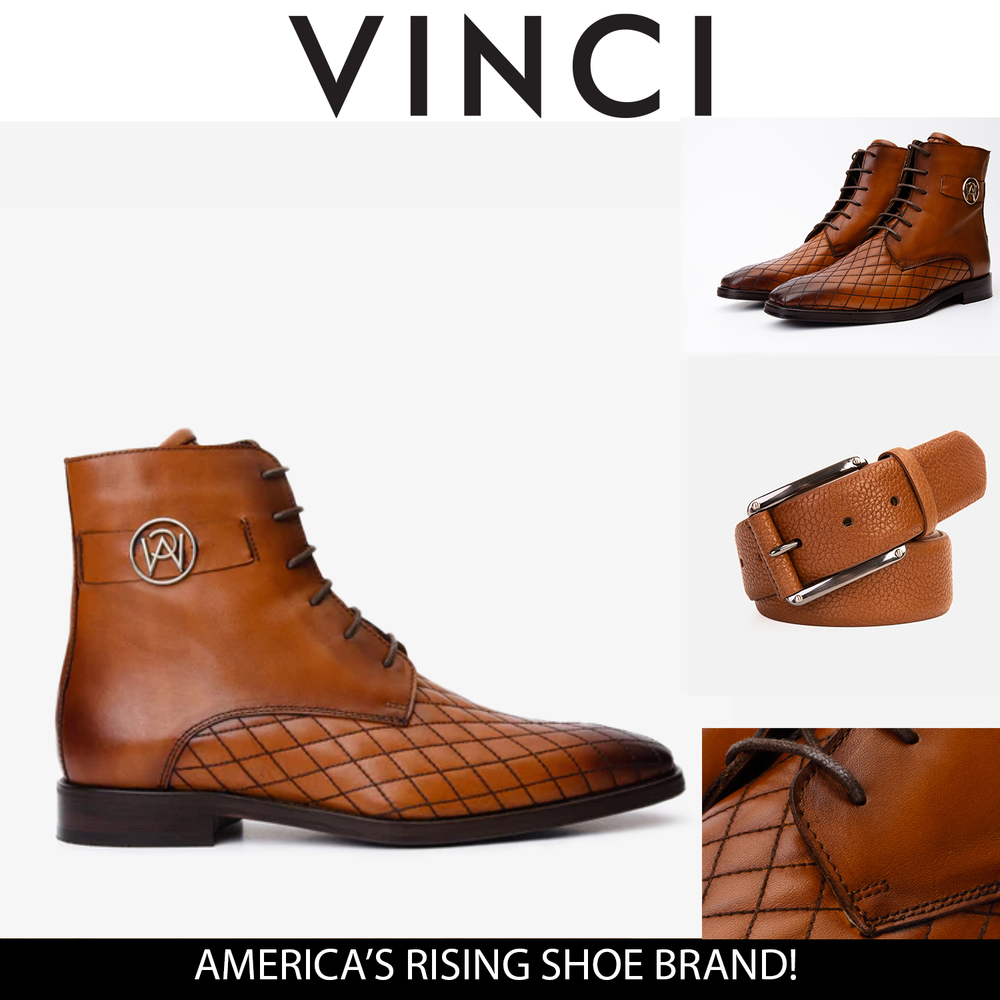 The Zeus Brown Leather Lace-Up Boot with a Zipper