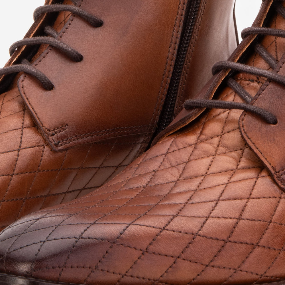The Zeus Brown Leather Lace-Up Boot with a Zipper