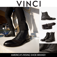 The Anderson Black Leather Suede Brogue Lace-Up  Boot with a Zipper