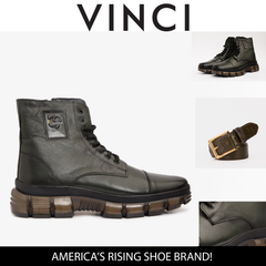The Ottova Green Leather Lace-Up Sneaker Boot with a Zipper