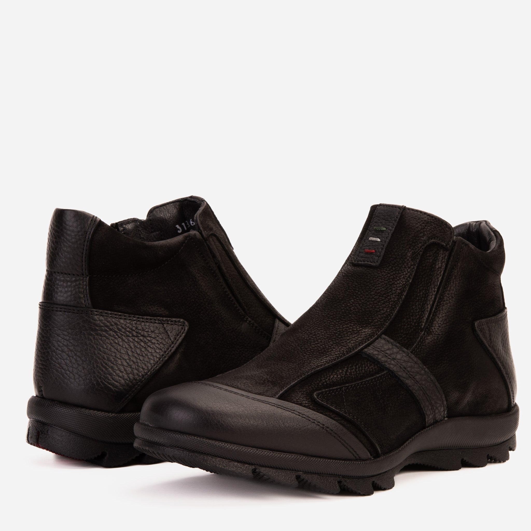 The Montreal Suede Black Leather Casual Zip-Up Ankle Boot