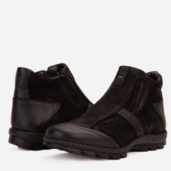 The Montreal Suede Black Leather Casual Zip-Up Ankle Boot