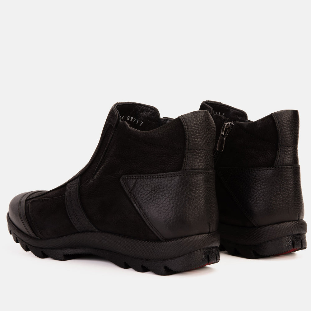 The Montreal Suede Black Leather Casual Zip-Up Ankle Boot