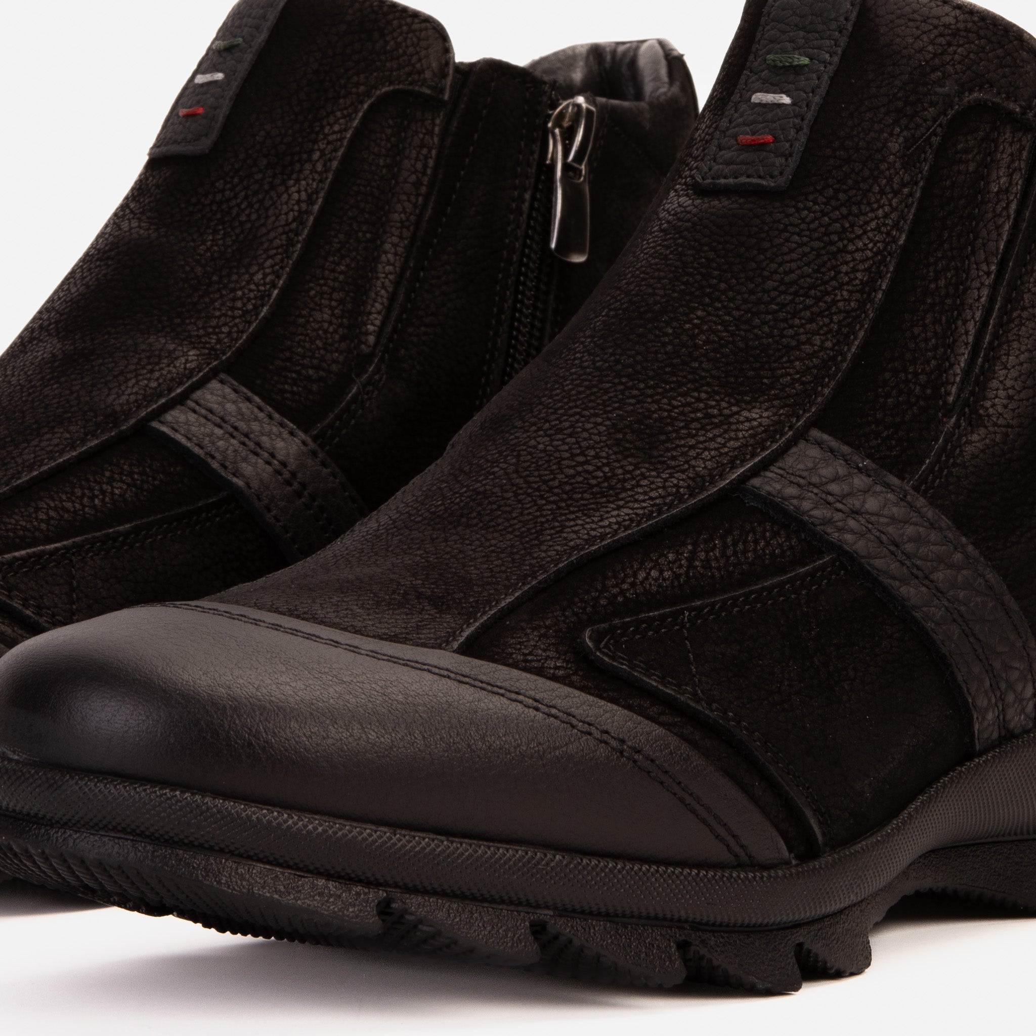 The Montreal Suede Black Leather Casual Zip-Up Ankle Boot