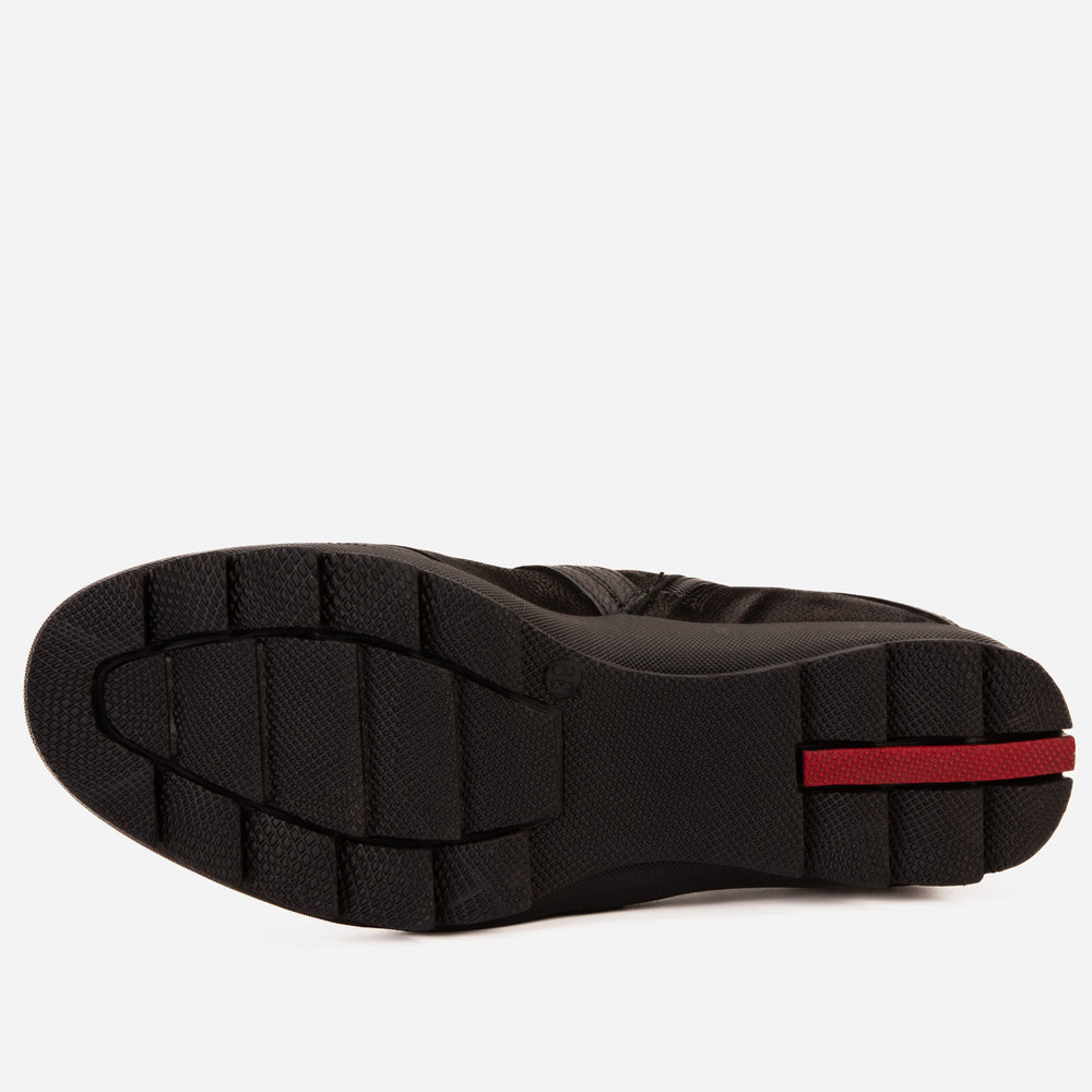 The Montreal Suede Black Leather Casual Zip-Up Ankle Boot