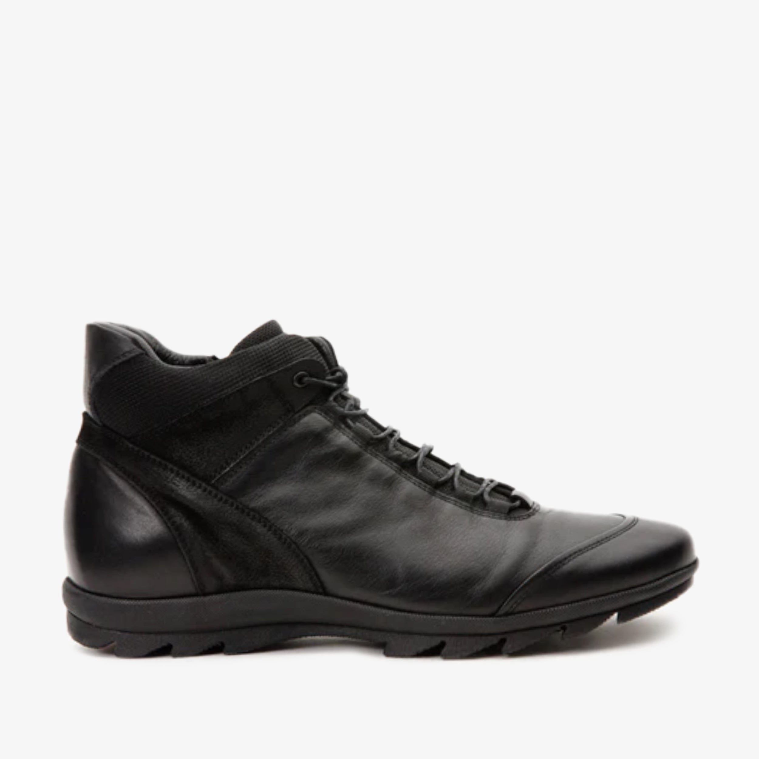The Houston Leather Black Lace-Up Casual Boot with a Zipper