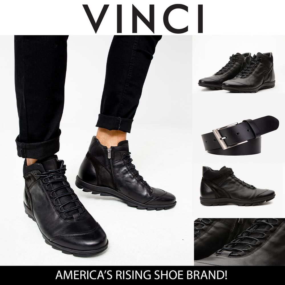 The Houston Leather Black Lace-Up Casual Boot with a Zipper