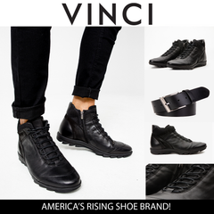 The Houston Leather Black Lace-Up Casual Boot with a Zipper
