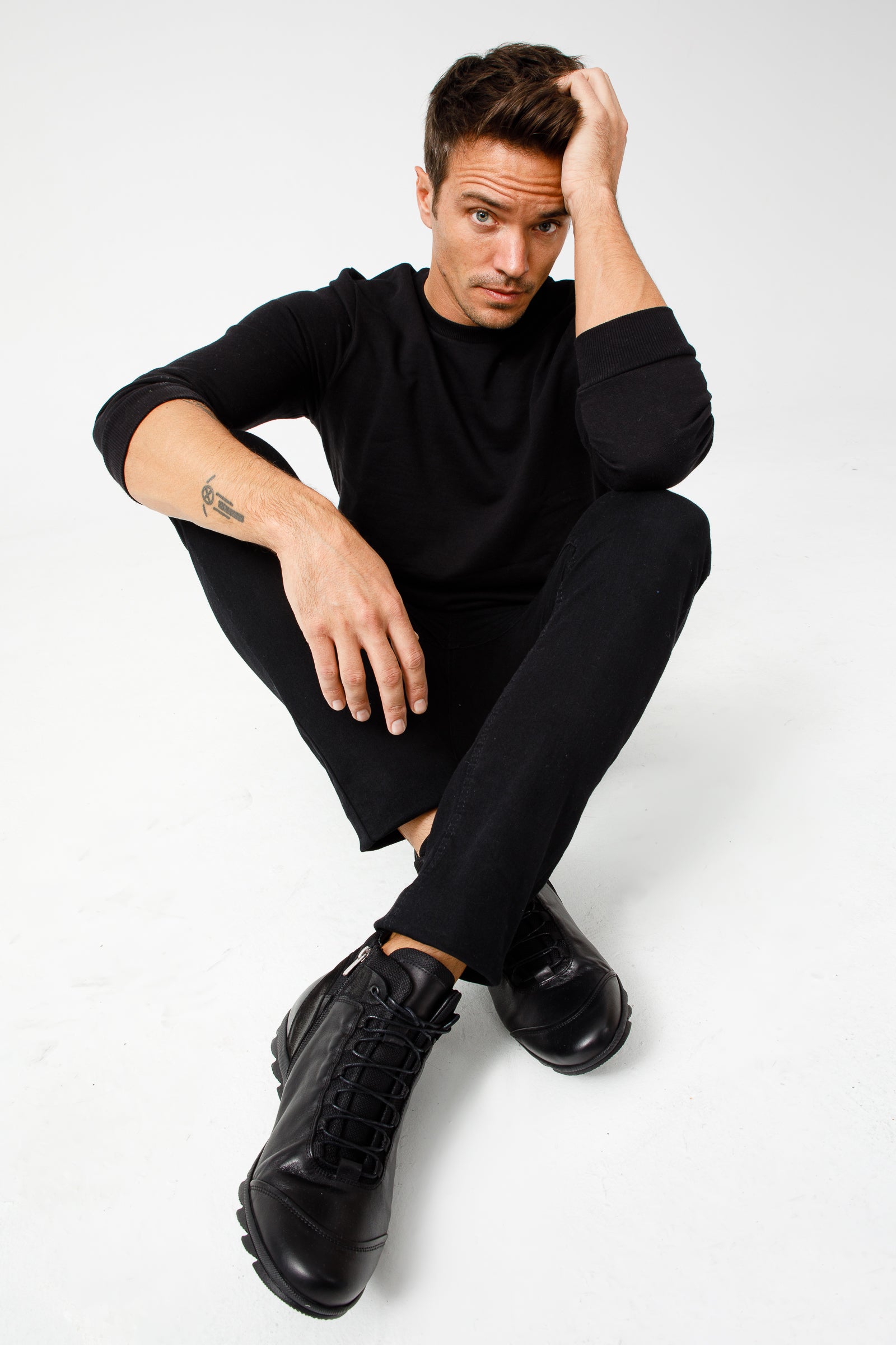 The Houston Leather Black Lace-Up Casual Boot with a Zipper