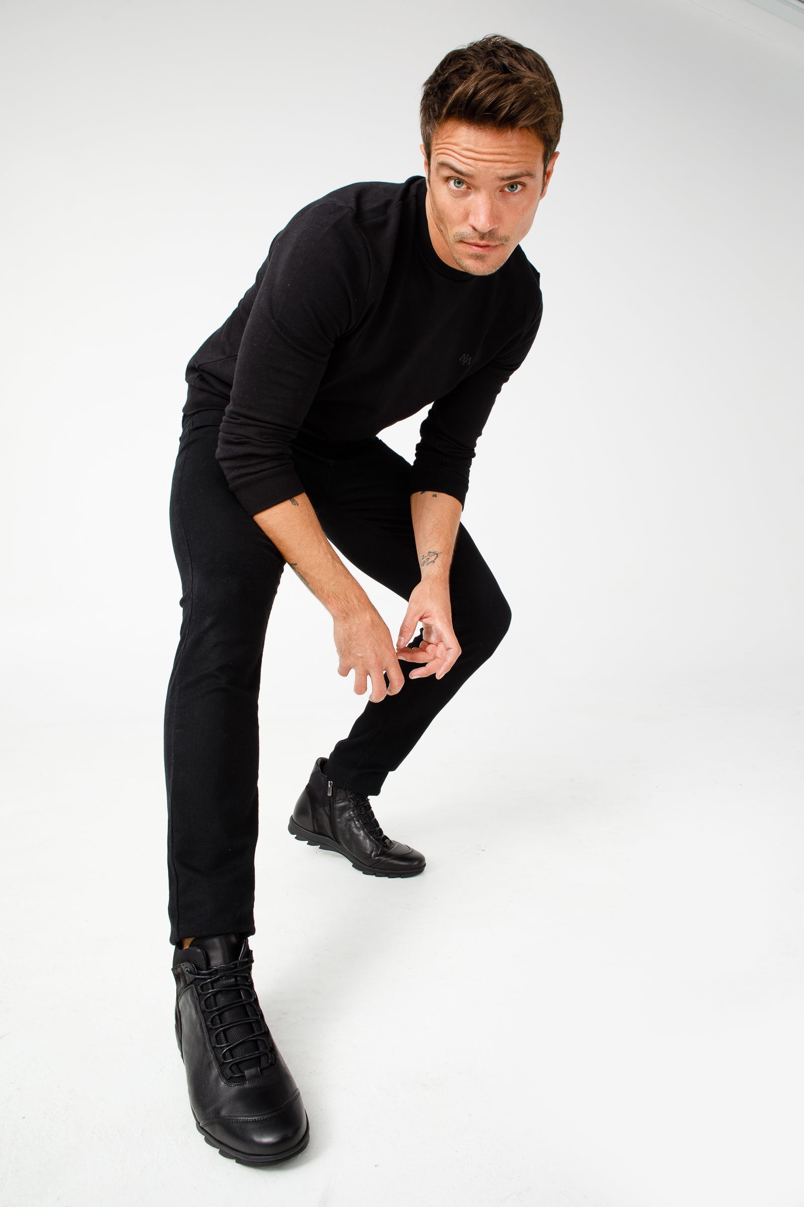 The Houston Leather Black Lace-Up Casual Boot with a Zipper