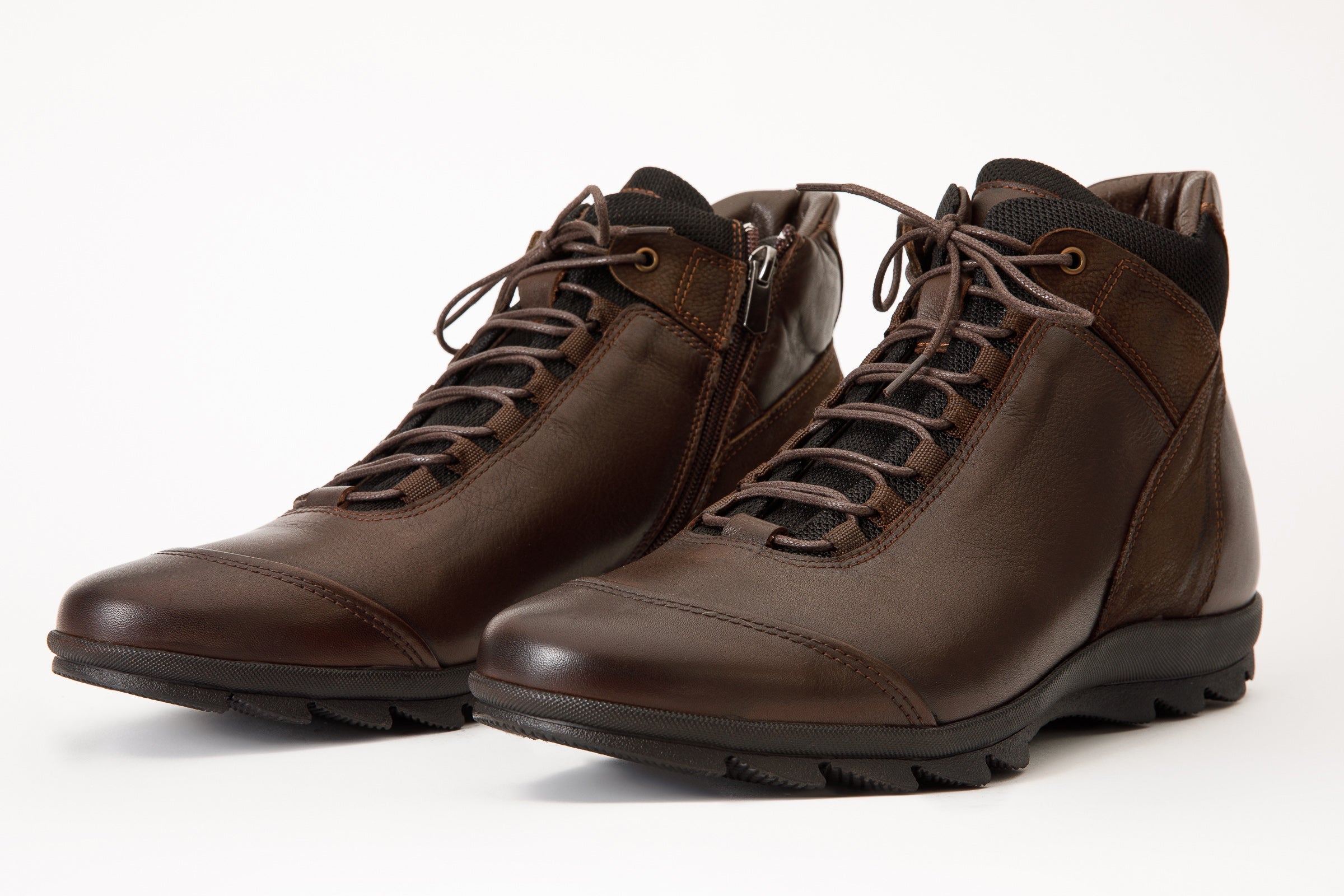 The Houston Leather Brown Lace-Up Casual Boot with a Zipper