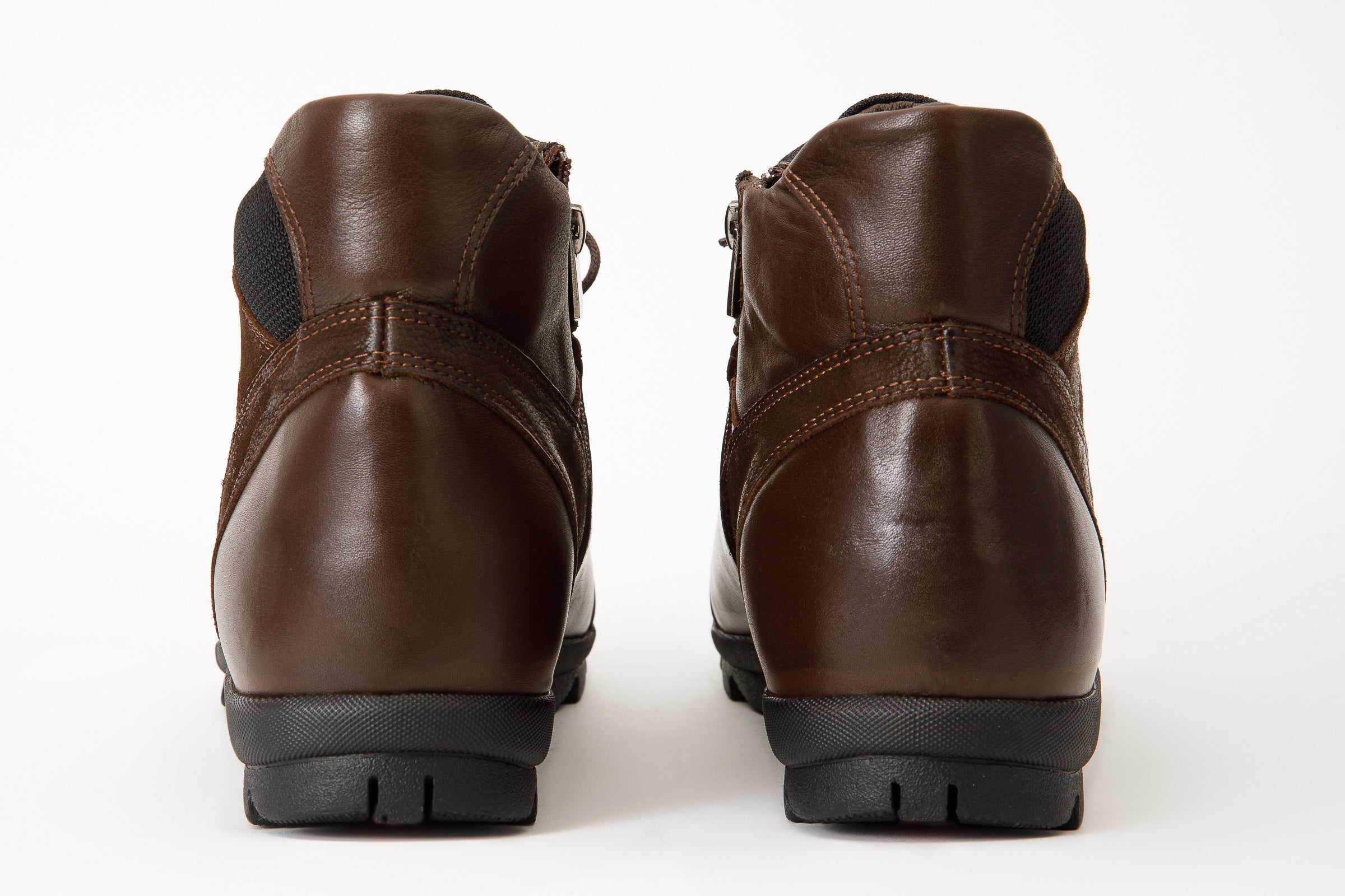 The Houston Leather Brown Lace-Up Casual Boot with a Zipper