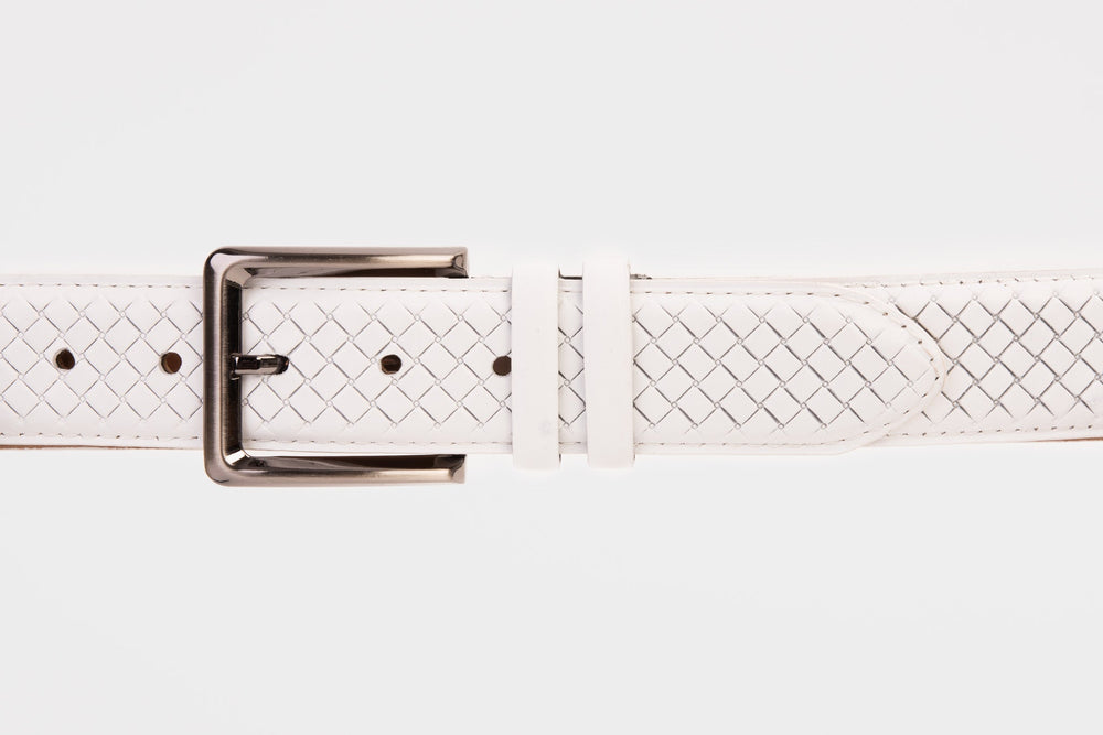 The Layla White Woven Leather Belt