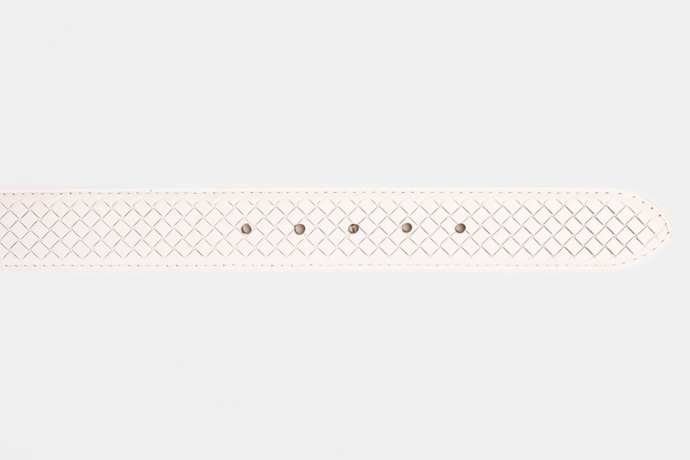 The Layla White Woven Leather Belt